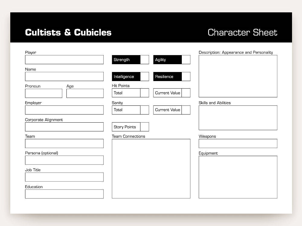 Character sheet